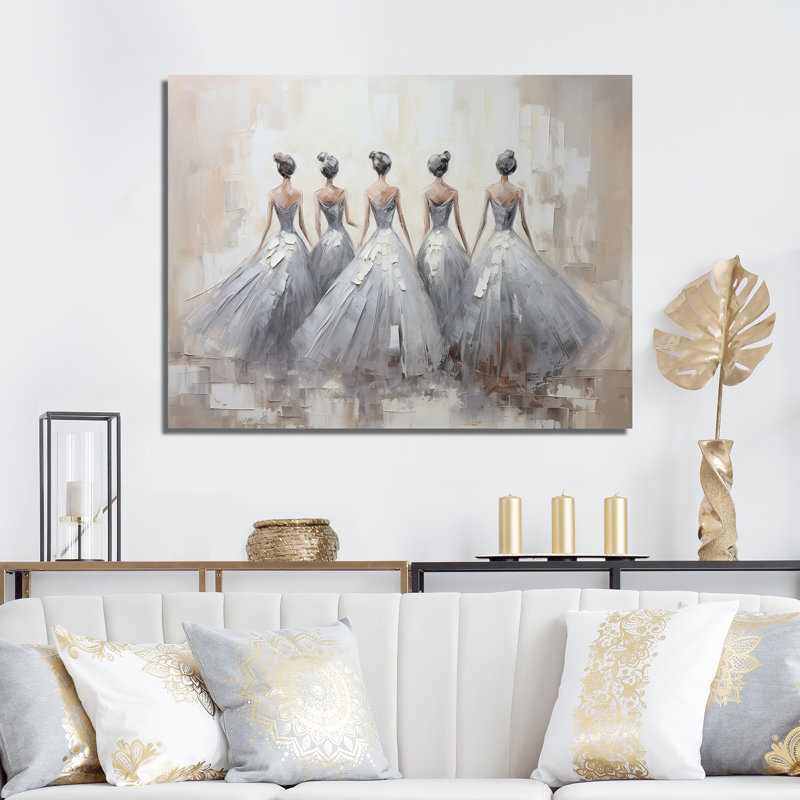 Contemporain gris ballet symphonie IV, L 44 po x H 34 po, Black Picture Framed