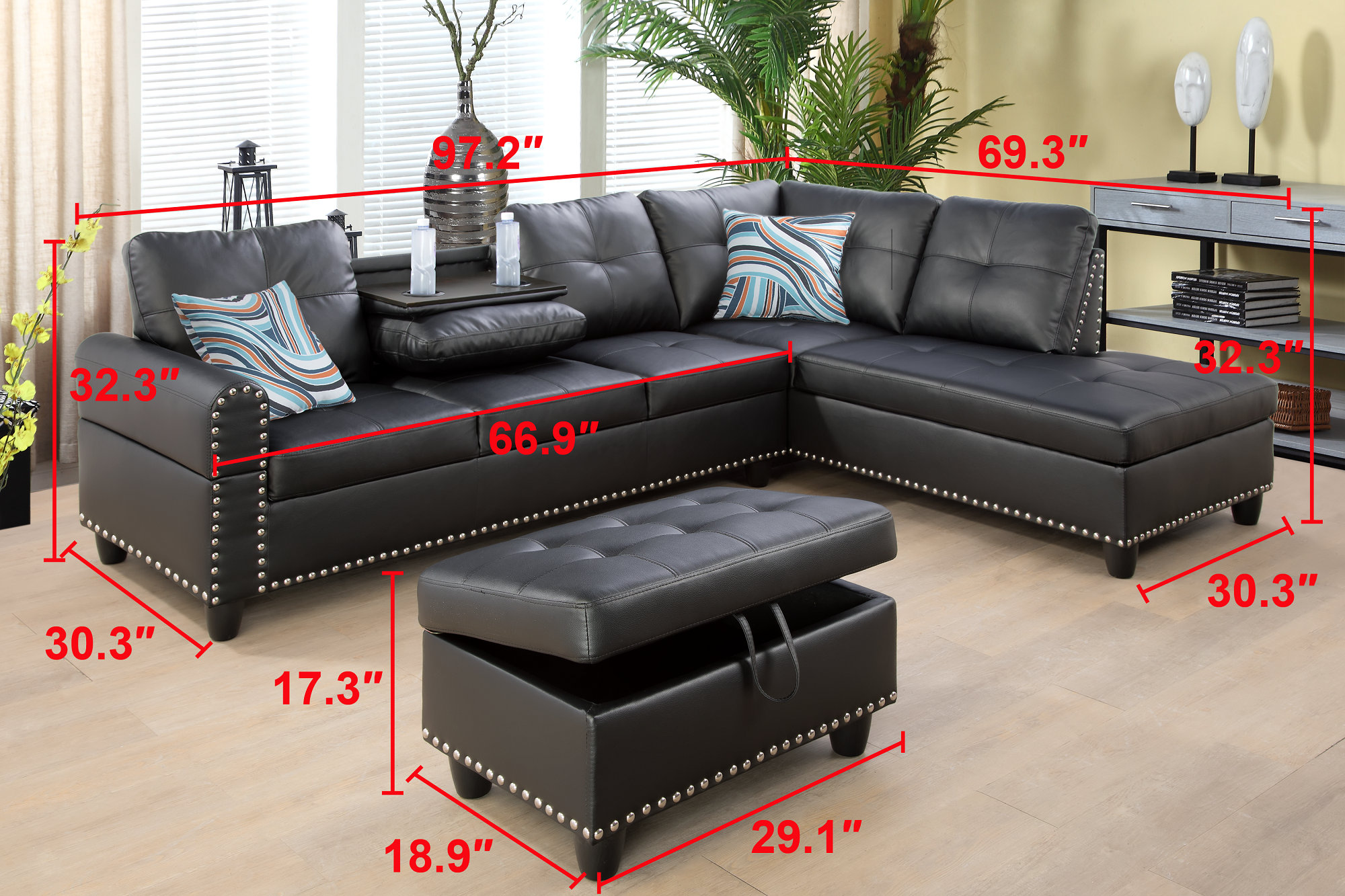 Adebisi 3 - Piece Faux Leather Sectional