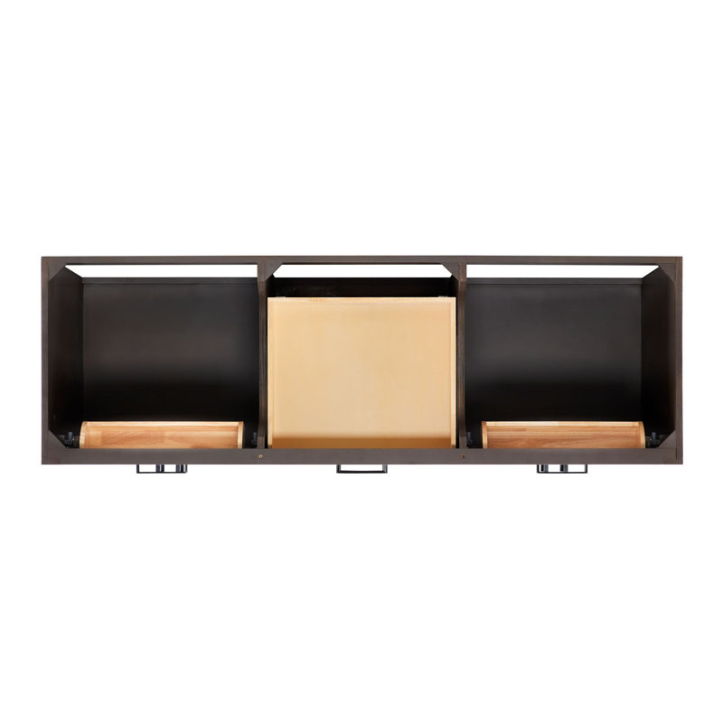 Hepburn 66'' Double Bathroom Vanity Base Only, Brown Oak