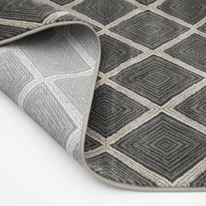 Tapis et tapis de couloir Caden, Tapis de couloir 2 pi 2 po x 6 pi, Gris / Noir