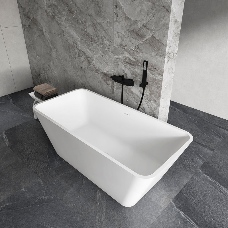 67 Inch Freestanding Solid Surface Soaking Bathtub For Bathroom