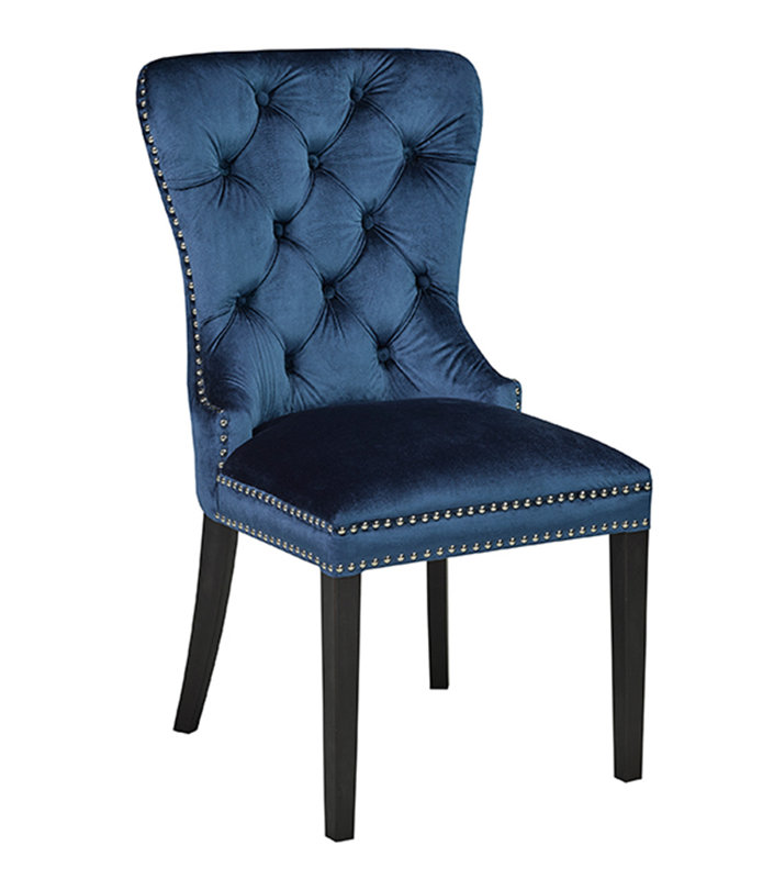 Chaise d'appoint capitonné à losanges Scipio, Bleu