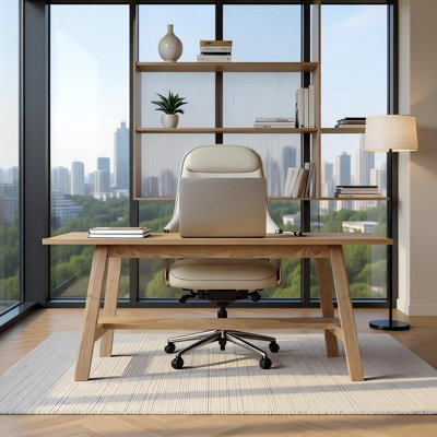Solid wood office computer desk