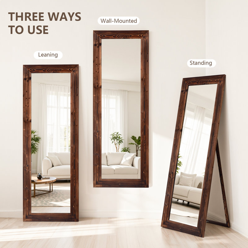 Brown Full-length Mirror, 71x30 Inch Wood Frame Full-length Mirror, Freestanding Mirror For Bedroom, Dressing Room, Living Room
