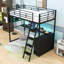 Lit mezzanine Asyraf avec bureau à DEL et 4 tablettes de rangement-1259187547