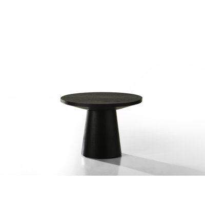 Table de bout ronde en ébène noire 22 po x 15 po H avec motif de grain de bois naturel attrayant
