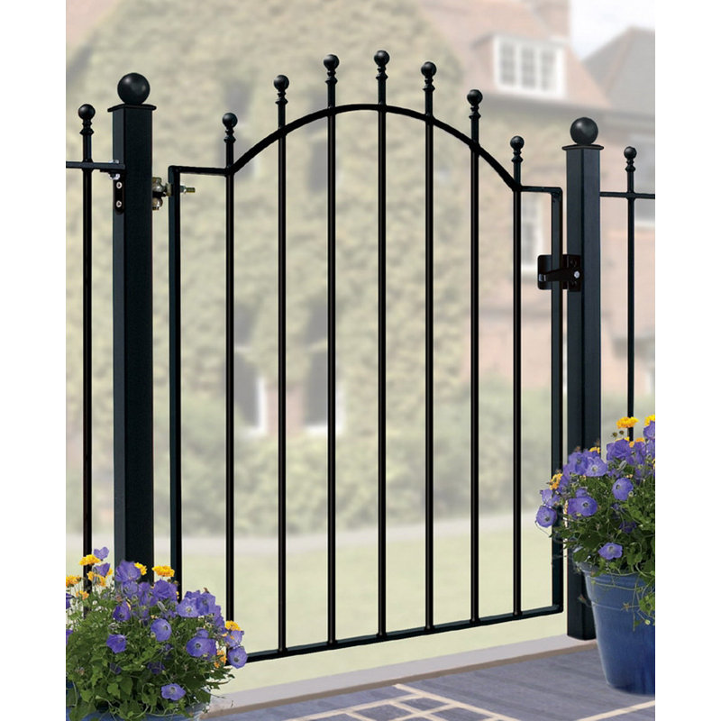 Begonia Ball Top Low Bow Metal Garden Gate 104 cm High, 95cm W X 104cm H