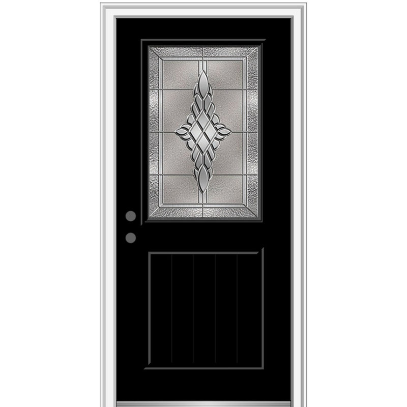 Porte d'entrée pré-montée en panneau de fibre de verre 1/2 panneau Grace Grace, S'ouvre à droite vers l'intérieur