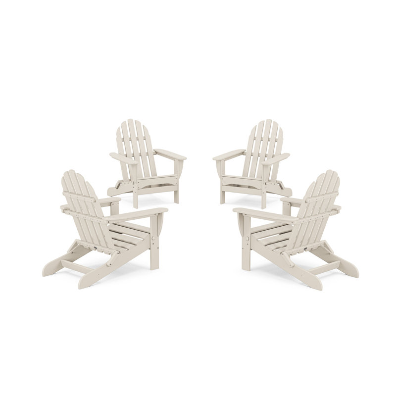 4-Piece Classic Folding Adirondack Conversation Set, Sand