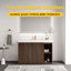 Meuble-lavabo autoportant cannelé en chêne fumé 48 po avec rangement, tablettes réglables et design moderne 48 po-406087277