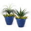 Ensemble de 2 pots à fleurs ronds en céramique artificielle bleu cobalt 19,5 po-995547855-995547891
