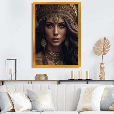 Femme bohémienne avec collier doré III sur toile