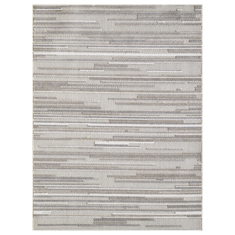 Tapis rayé gris à rayures, Rectangle 3 pi x 5 pi