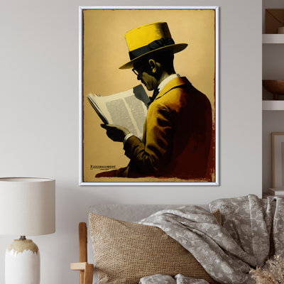 " Mysterious Man With Yellow Hat Reading A Book "