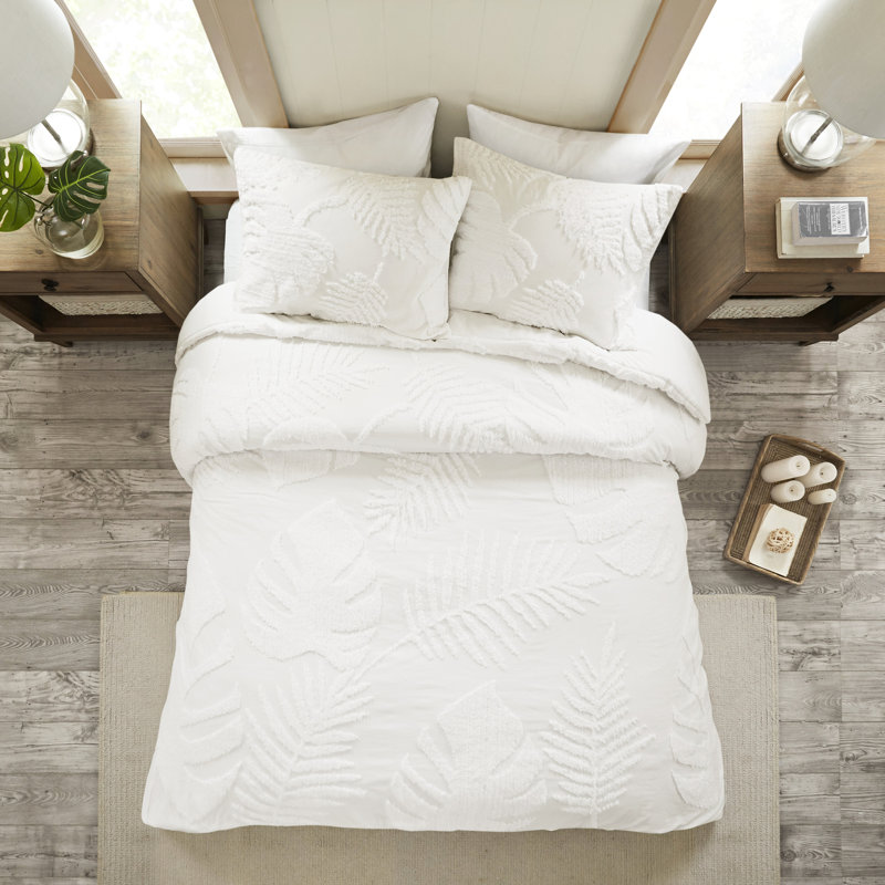 Housse de couette 3 pièces en chenille de coton pour chambre à coucher de charme, taille double / grand