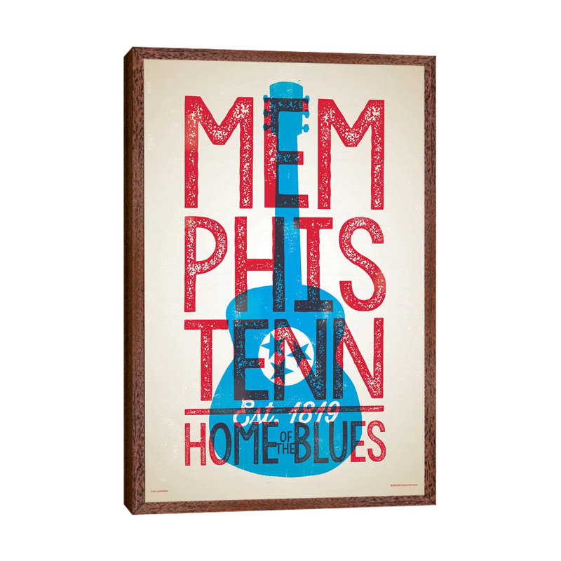 Memphis Home Of The Blues Letterpress Style by Jim Zahniser - Print on Canvas, 101.6cm H x 66.04cm W x 3.81cm D