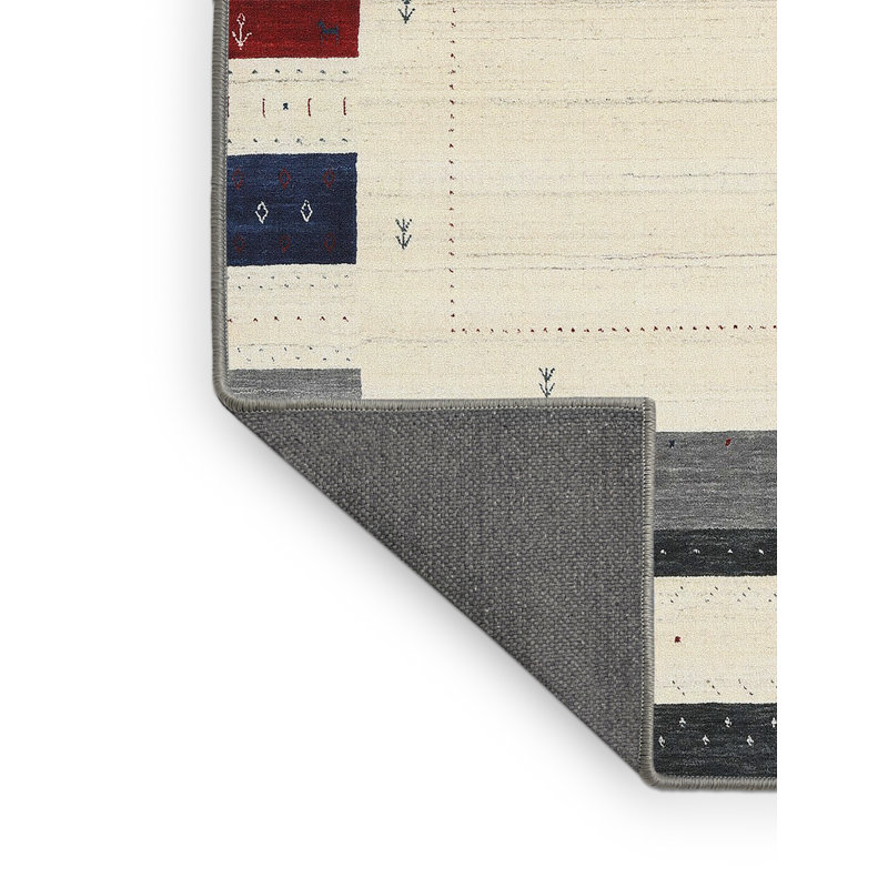 Tapis gris/rouge/beige contemporain Pesmes, Rectangle 5 pi x 7 pi