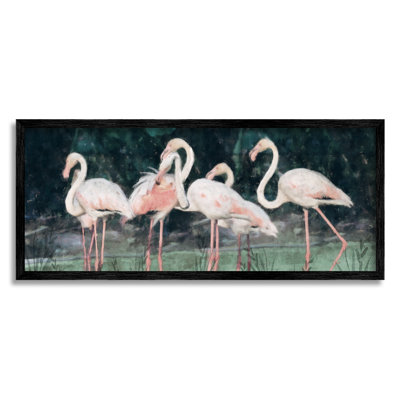 Volée de flamants roses - Peinture