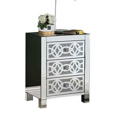 Lleida Mirrored Glass Top 3 - Drawer End Table