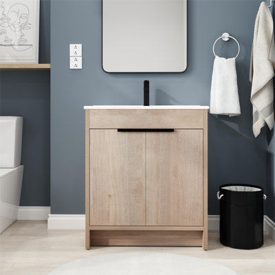 Meuble-lavabo simple autoportant 30 po avec comptoir en céramique Barrero