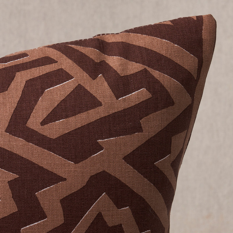 Schumacher x David Kaihoi Jagged Maze Pillow, 12'' x 24'', Brown