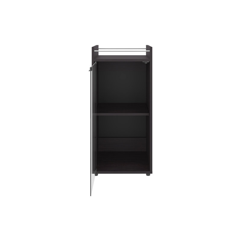 Bar, 1 porte vitrée, 3 tablettes, Noir