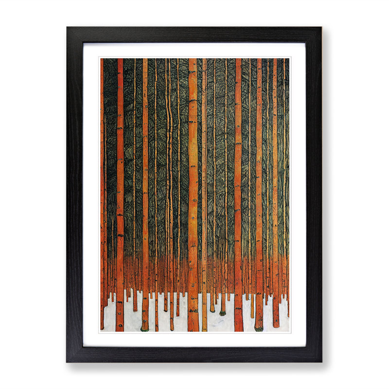 FRM-V0523-45X Abstract Winter Forest Vol.2 1 Piece Single Picture Frame Wall Art, 34cm H x 25cm W x 2cm D, Oak Framed