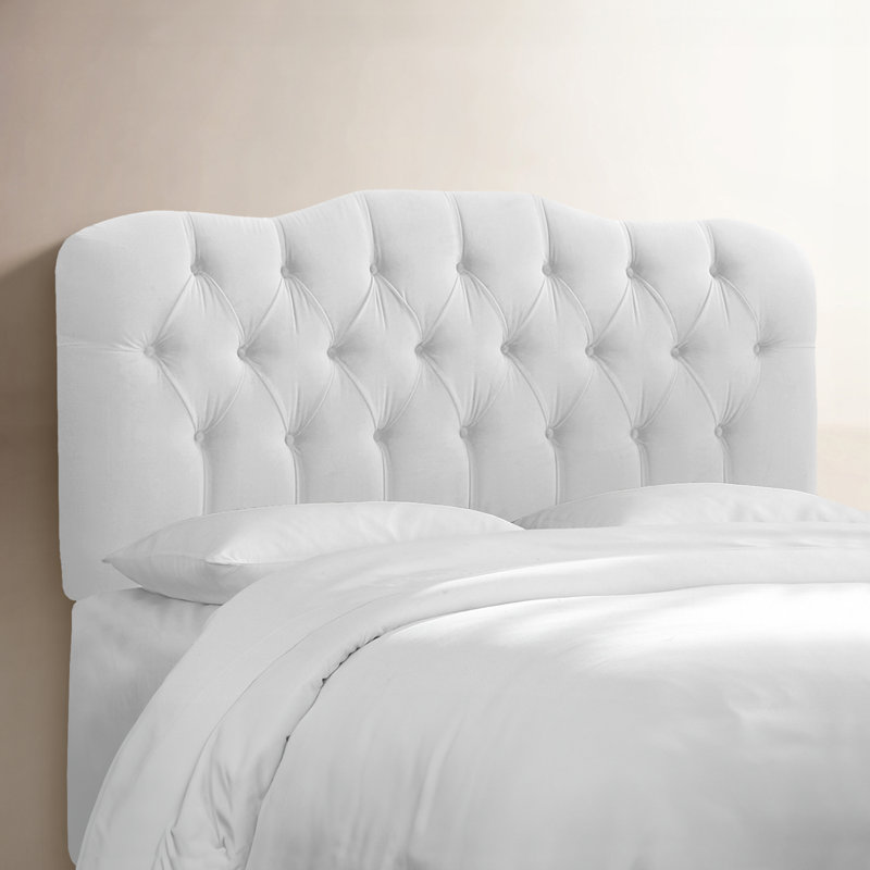 Tête de lit tapissier Rodan, Grand, Velours blanc classique