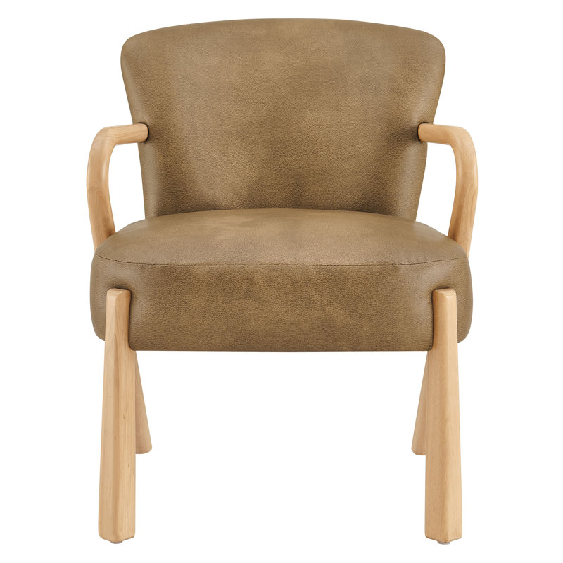 Fauteuil d'appoint rembourré en similicuir Arden, Grillé, Naturel / naturel