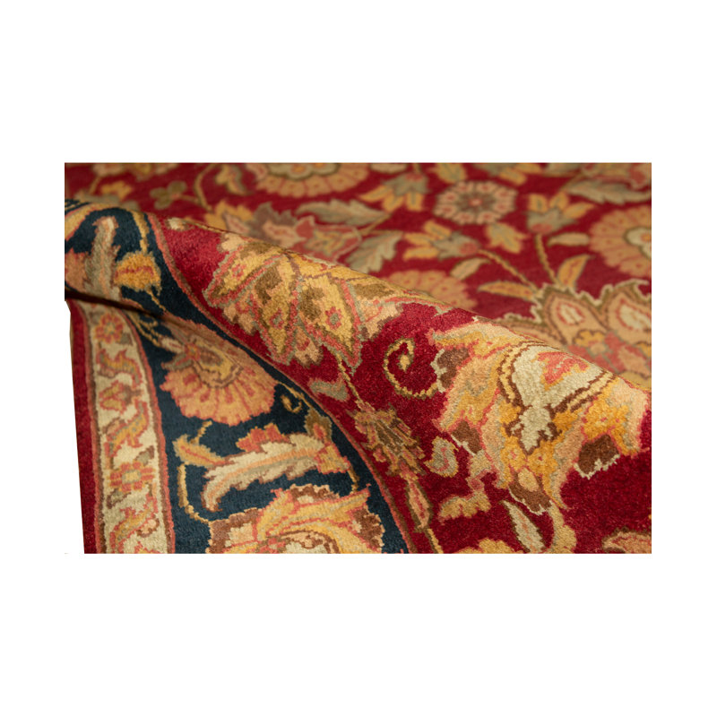 Tapis rouge et bleu noué à la main de haute qualité