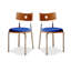 Chaise d'appoint à lattes bleues (ensemble de 2)