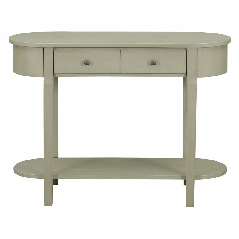 Elegant Retro Console Table with Curved Design and Smooth Glaze for Entryways, Living Rooms and hallways, Gray