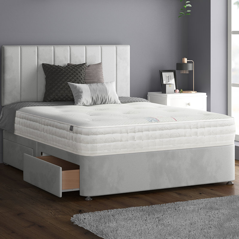 Ohioville Divan Bed Base, Double (4'6), Silver, 4 Drawers
