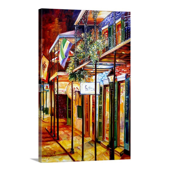«Old Bourbon Street Glow» par Bebe, reproduction d'art, H 26 po x l 20 po x P 1 po, Cadre noir