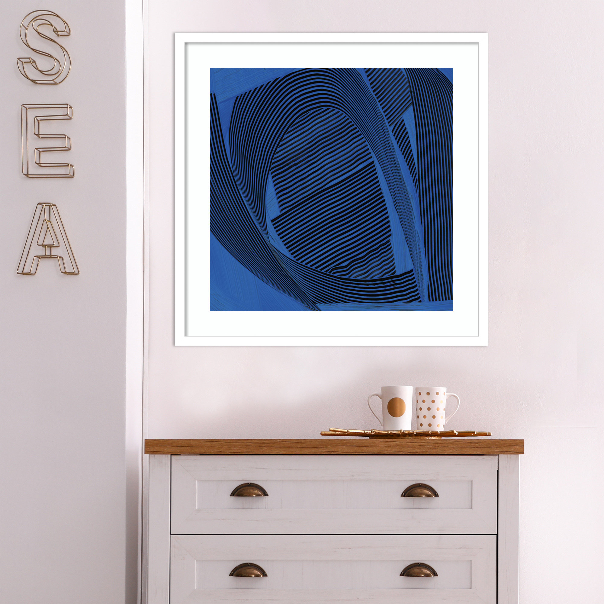 Weaving I by Mike Schick, 41.12" H x 41.12" W x 0.88" D, White Framed Paper
