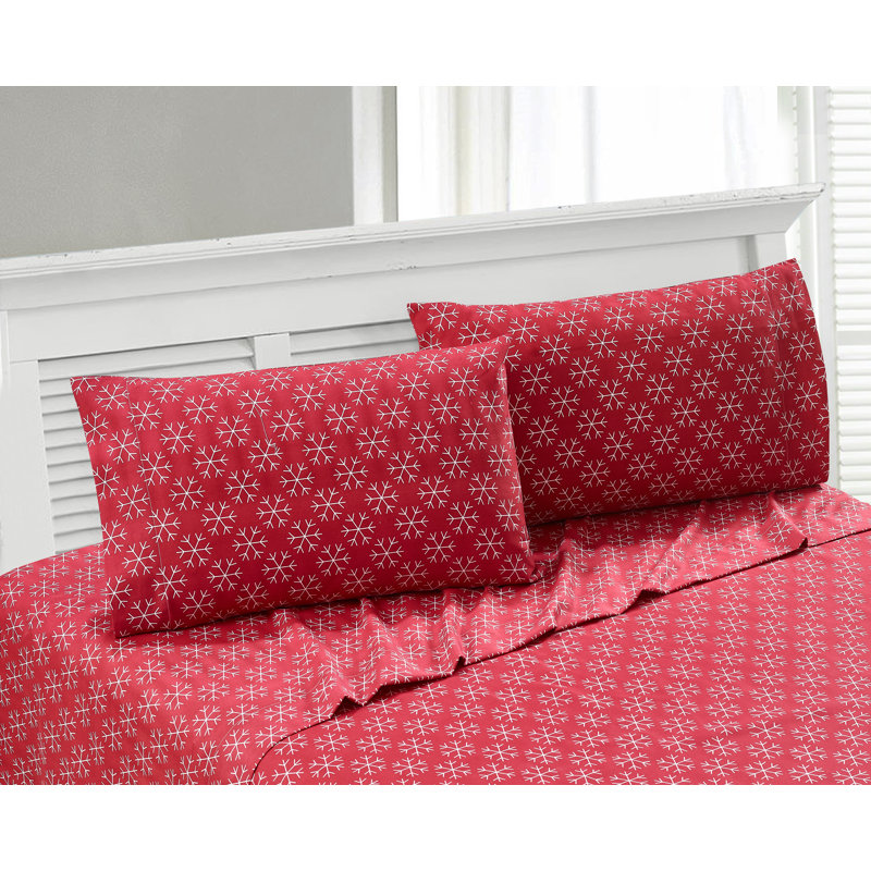 Ensemble de draps en microfibre à carreaux Northern collection, Ensemble de draps pour lit double + 1 drap-housse , Rouge