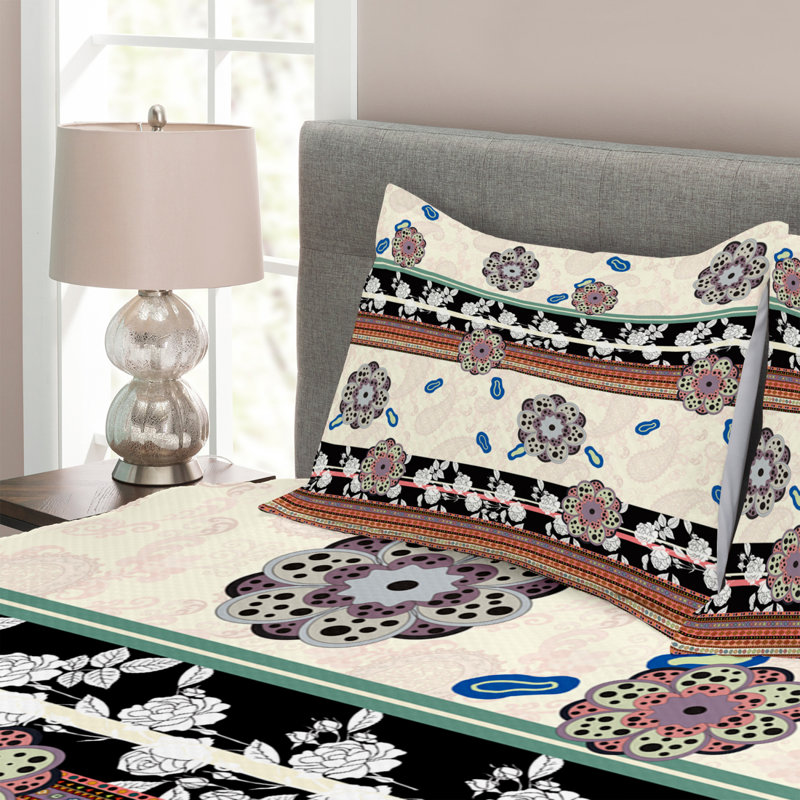 No Pattern Bedspread with Pillow Shams, 220 x 264 cm