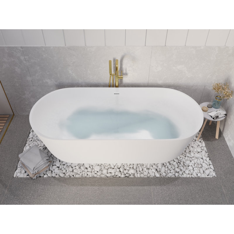 Sabbia 71'' x 32'' Soaking Solid Surface Bathtub