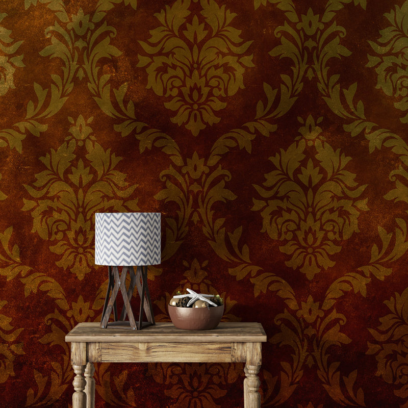 Murale rétro à motif damassé grunge rappaport, L 108 po x L 144 po