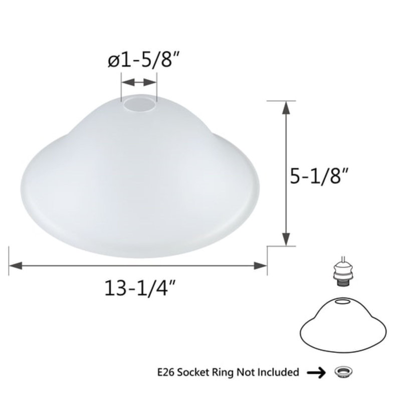 Aspen Creative Corporation 5.13'' H Glass Bowl Glass Shade
