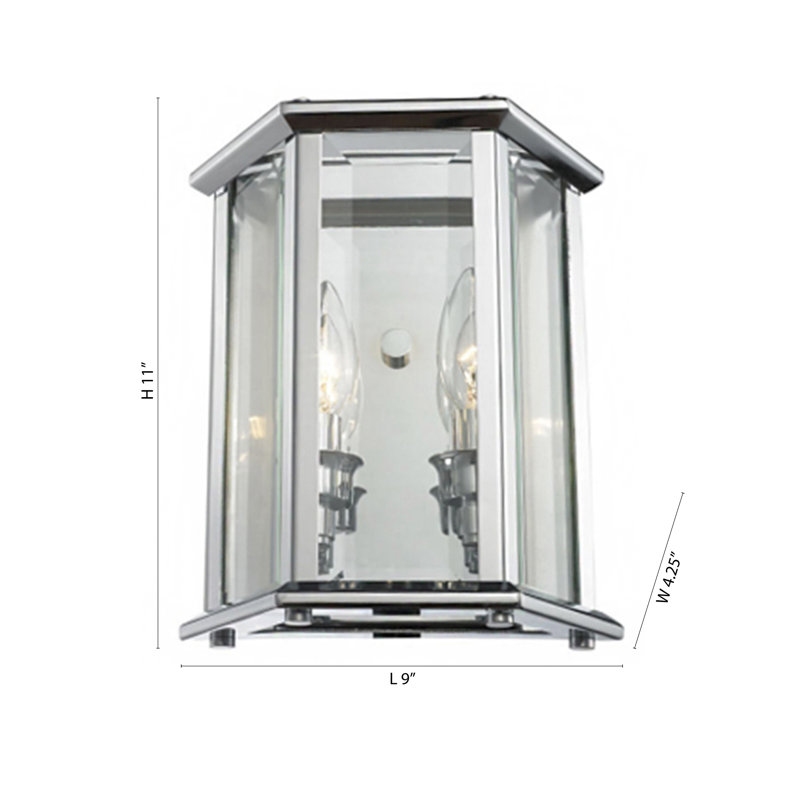 Transitional 2 Light Chrome Lantern Flush Mount