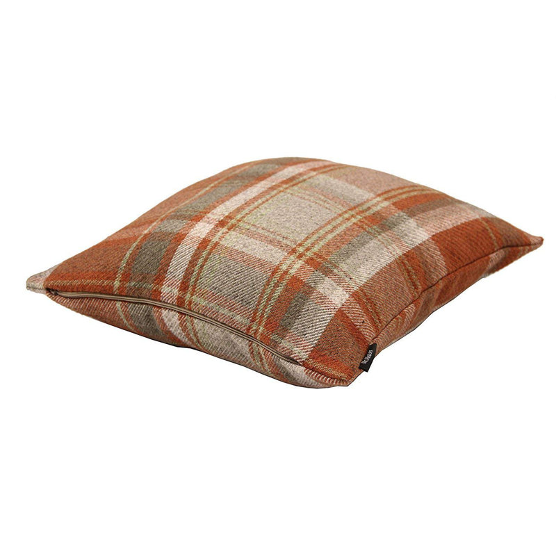 Griggs Plaid Square Cushion Cover, Burnt Orange, 60 x 60cm