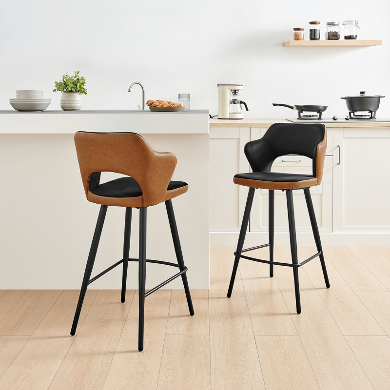 Alcea Yes Velvet Faux Leather Bar Stool