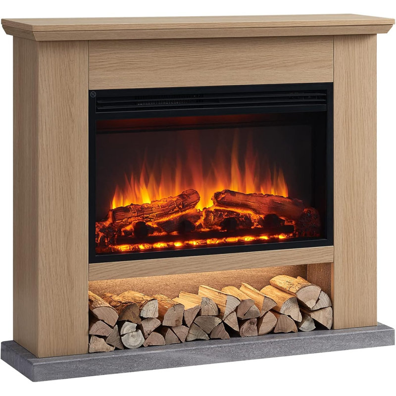 FLAMME Beadell Electric Fireplace with surround with 2kW Fireplace Heater Multiple Colours Available, Natual Oak