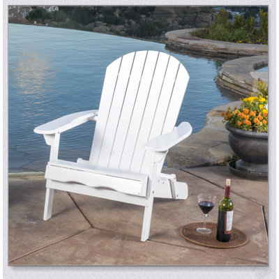 Chaise Adirondack pliable en bois d'acacia - lattes traditionnelles, accoudoirs larges, design extérieur rustique, rangement facile