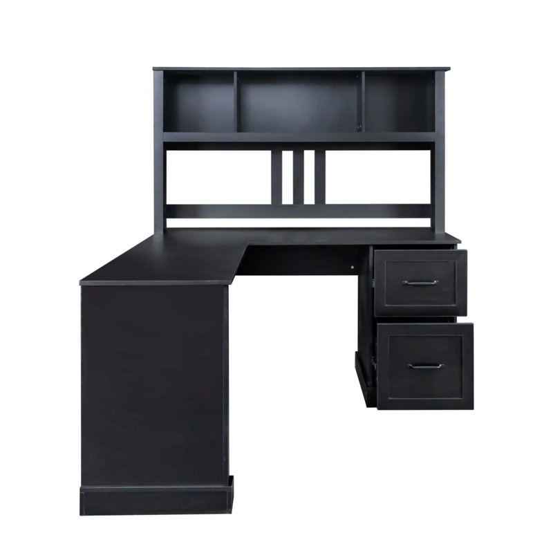 Bureau d'ordinateur à domicile avec huche, Noir