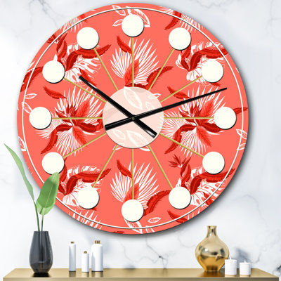 Horloge murale Coral Flowers Of Bird Of Paradise