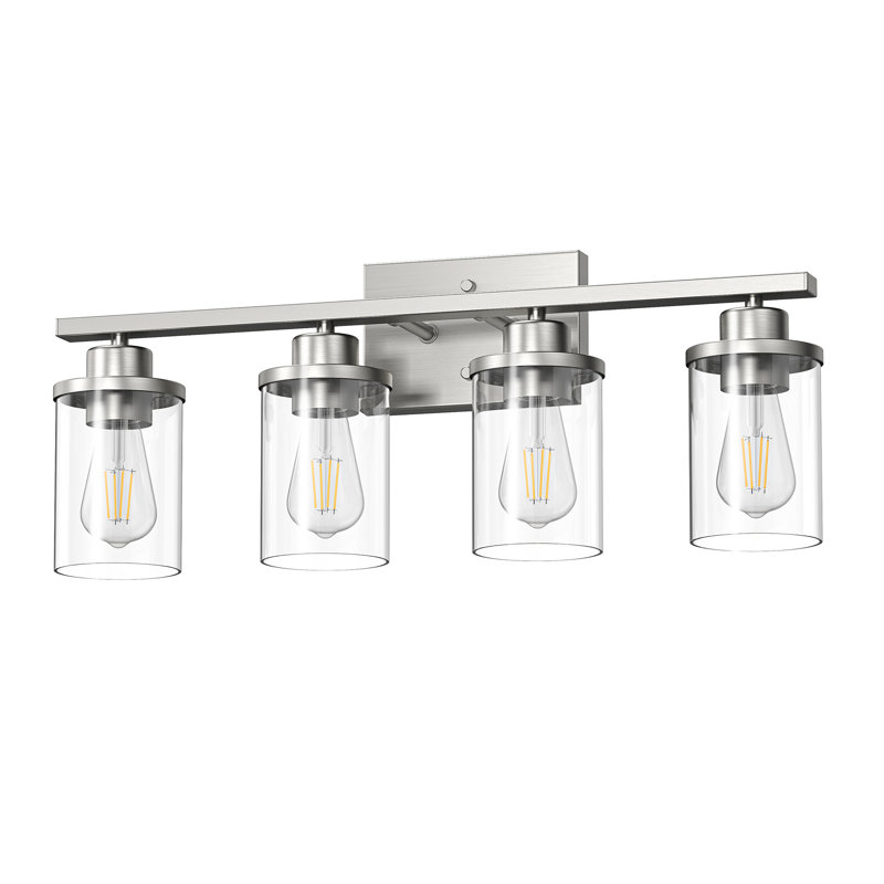 4- Light Dimmable Black Bathroom Vanity Light with Clear Shade, Black