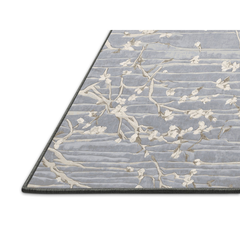 Tapis gris soyeux et moelleux, Carré 3 pi