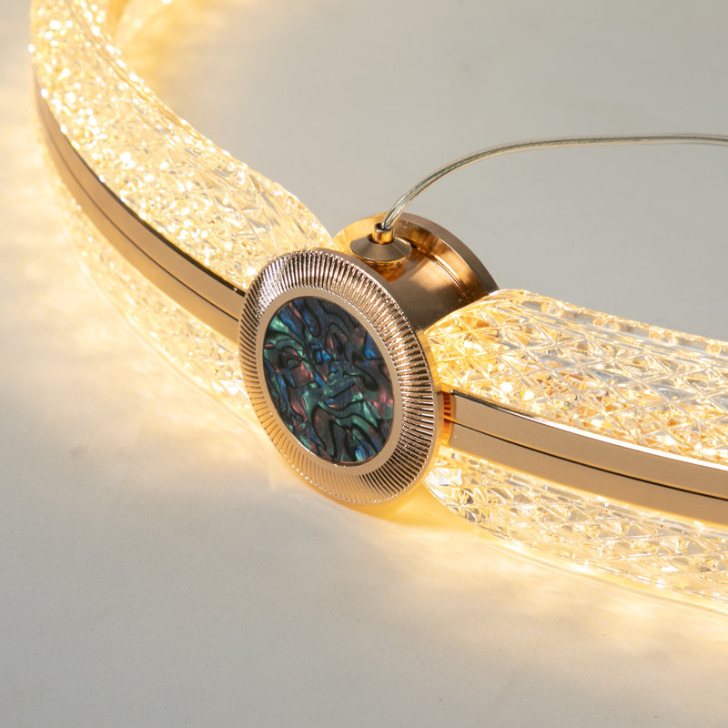 1 - Light Gold LED Wagon Wheel Pendant